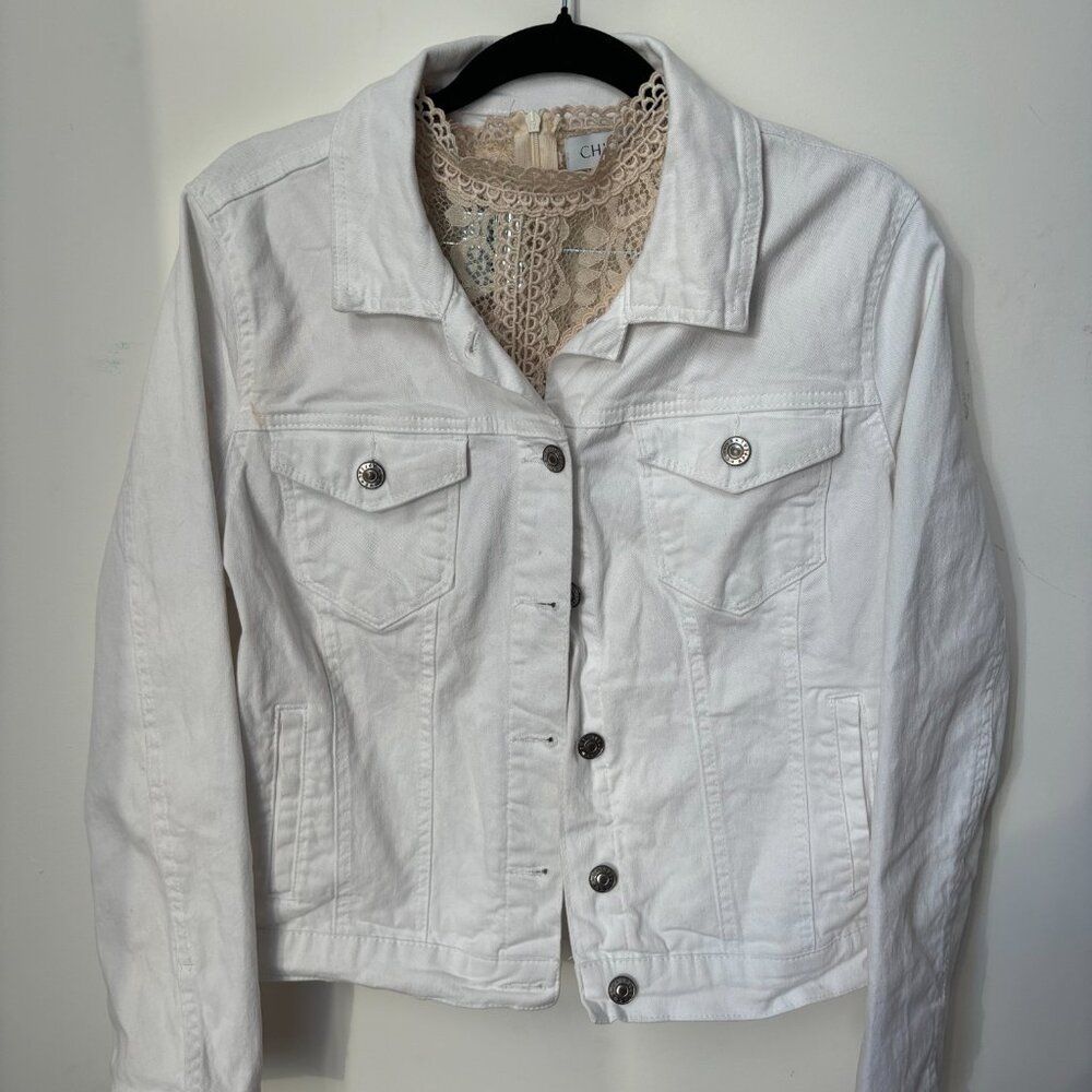 Curve Appeal White Denim Jacket Women's Size M - Comfortable - Good Condition